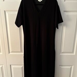 Black V-Neck Raglan Sleeve Sheath Dress